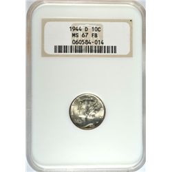 1944 D MERCURY DIME NGC MS 67 FB