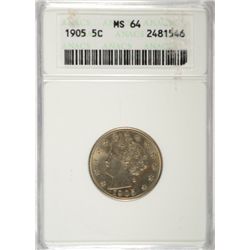 1905 LIBERTY NICKEL ANACS MS64, VERY NICE!