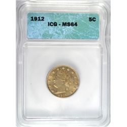 1912 LIBERTY NICKEL ICG MS64, VERY NICE!