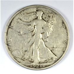 1921 WALKING LIBERTY HALF DOLLAR VF RIM NICK REV.