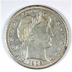 1908-S BARBER QUARTER XF/AU