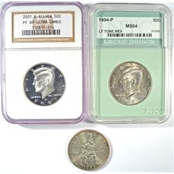 1994 KENNEDY HALF DOLLAR NTC MS64 , 1995 BASKETBALL COMMEM HALF DOLLAR BU &