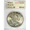 Image 1 : 1924-S PEACE DOLLAR ACG MS62