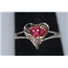 Image 1 : 0.01 CTW DIAMOND AND CREATION RUBY RING .925 STERLING S