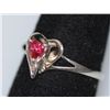 Image 2 : 0.01 CTW DIAMOND AND CREATION RUBY RING .925 STERLING S