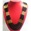 Image 1 : CURTAIN BEADED BLACK GOLD NECKLACE 20INCH