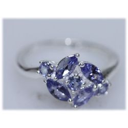 10.44 CTW TANZANITE RING .925 STERLING SILVER