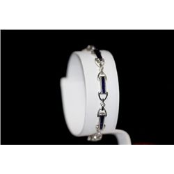 CREATION DIAMOND AND SAPPHIRE BRACELET .925 STERLING SI