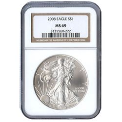 Certified Uncirculated Silver Eagle MS69 (date of our c