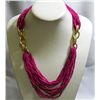 Image 1 : 450CTW FASHIONISTA 18INCH LONG FUSHIA BEADED CHAINED NE