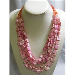 750CTW 6LAYER PHILIPPINE SHELL CAPIZ BEADED NECKLACE 18