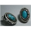 Image 1 : OVAL BLUE TURQUOISE CZ SILVER EARRINGS