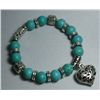 Image 1 : 150CTW BLUE TURQUOISE HEART SILVER BRACELET