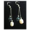 Image 1 : DOUBLE TEARDROP BLACK AND WHITE PEARL DANGLING EARRINGS