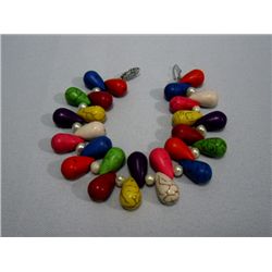 300 CTW 8INCH MULTICOLOR TURQUISE AND PEARL BRACELET