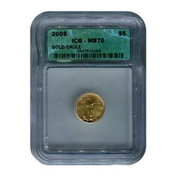 Certified American $5 Gold Eagle MS70 ICG (date of our