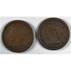 1843 VF & 1844 F/VF LARGE CENTS