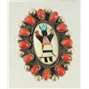 Image 1 : Signed Silver & Coral Zuni Indian Ring
