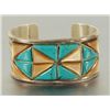 Image 1 : Zuni Indian Silver & Turquoise Inlaid Bracelet