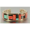 Image 1 : Sterling Silver Turquoise & Coral Zuni Bracelet