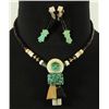 Image 1 : Turquoise Figural Necklace and Earrings Set