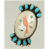 Image 1 : Zuni Inlaid Silver & Turquoise Ring Signed