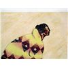 Image 4 : R.C. Gorman Lithograph Of a Native American Woman Wearing a Yellow Blanket w/ a Design of Black Diam
