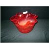 Image 1 : Hand-Blown Red Ruffled Glass Vase 8"x13" Retail: $380.00