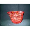 Image 2 : Hand-Blown Red Ruffled Glass Vase 8"x13" Retail: $380.00