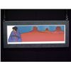 Image 1 : Amado Pena Serigraph Entitled Tardiada- Picture of a Figure in Lavender Blanket & Red Landscape to R