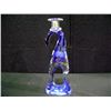 Image 1 : Tablonski Glass Candle Holder in Clear and Blue Glass 13"x4 1/2"x 2 1/2" Retail: $695.00