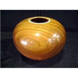 Eric Lima Small Wooden Pot w/ Inlaid Turquoise at Rim 7 x7 1/2 x2 3/8  Retail: $1,800.00