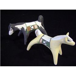 2 C.K.F. Pottery Horses-Marked Cindy Fragya~Jemez Retail: $153.00