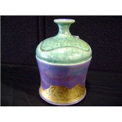 Raku Vase w/ Detachable Lid by Loewenkamp 7 1/2 x4 1/2  Retail: $240.00