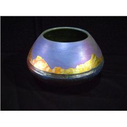 Loewenkamp Raku Bowl Pottery, Textured Gold Mountains 5 x7 x4  Retail: $180.00