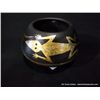 Image 1 : Loewenkamp Pottery, Small Raku Bowl w/ Gold Lizard 3 1/2"x5 1/4"x2 7/8" Retail: $145.00