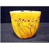 Image 1 : Chinese Hand-Blown Ochre-Colored Vase w/ Trade Bead Applications 9"x8 1/4"x3 1/8" Retail: $380.00