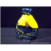 Image 3 : Chinese Glass Vase in Blue, Purple & Yellow Glass 13 1/2"x9"x3 1/2" Retail: $245.00