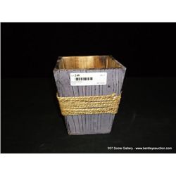 Purple Painted Wooden Basket/Plant Pot 6"x5 1/2', x5 1/4'
