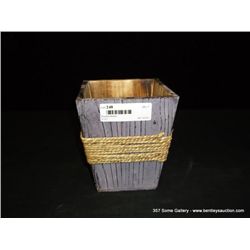 Purple Painted Wooden Basket/Plant Pot 6"x5 1/2', x5 1/4'