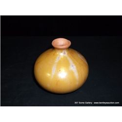 Small Ceramic Vase, Ochre Colored 4"x4"x3/4" Retail: $29.00