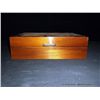 Image 3 : Mahogany & Walnut Wooden Box, Inlaid w Three Geometric Cubes on Cover 3"x10"x8"