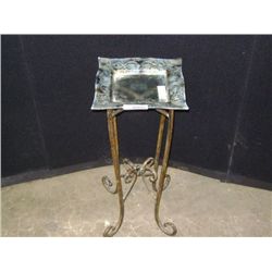 Square Metal Gold Scroll Table w/ Art Glass Top Retail: $225.00