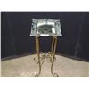 Image 1 : Square Metal Gold Scroll Table w/ Art Glass Top Retail: $225.00