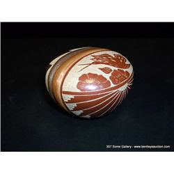 Three-Tone Sgrafitto Clay Pot by Brenda Tafoya, Jemez, New Mexico 2 3/4 x3 3/8  Retail: $124.00