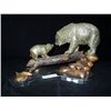 Image 2 : Bronze Metal Sculpture of a Bear Family on a Log By Charlie Bipp? 2007 9 1/2"x13 1/2"x6", on a grani