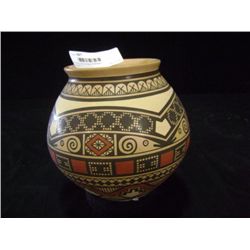 Painted Red on Black Mata Ortiz Pot, Mexico by Enrique Pedregon 6 x6 , 3 1/4  Retail: $720.00