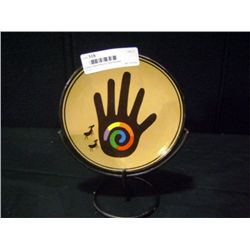 Stoneware Plate w/ Hand Design by Jose Paredes 6 1/4" w/ Metal Stand Retail: $19.95