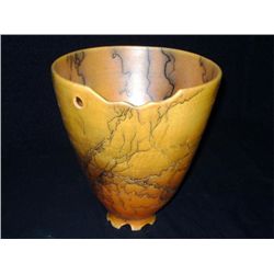 Horse Hair Finished Pot by Gordon Pottery 8  high x 7 1/2  diameter, fluted Retail: $40.00