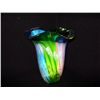 Image 2 : Tulip Shaped Glass Vase by Harmony Glass Multi-Colored, Blue & Green Hand Blown Glass 13" high x 11 